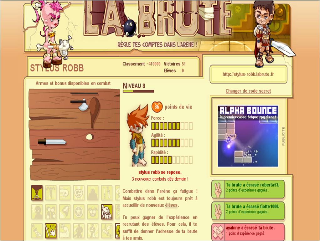 Stylus robb dans le jeu la brute